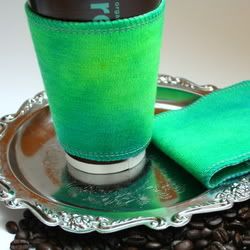~uniquely colourful gift giving~ <i>chartreuse/turquoise</i> coffee sleeve