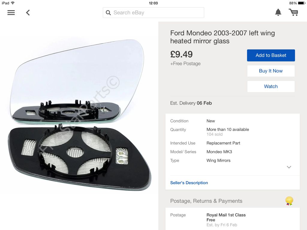 Passenger side Electric wing mirrors Not working fully Ford