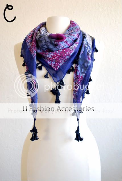 Pretty Rainforest Tassel Square Scarf 4 color available  