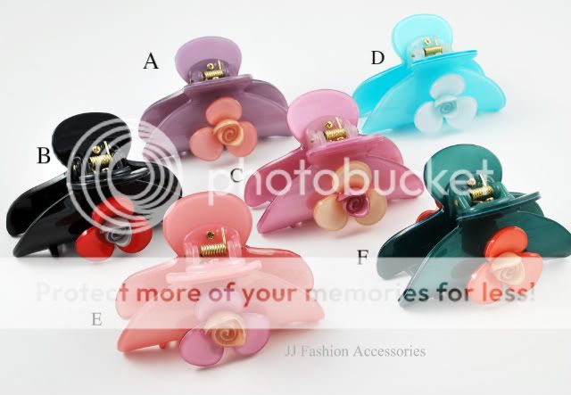 Acrylic Flower Hair Jaw Claw Hair Clip   6 color choice  