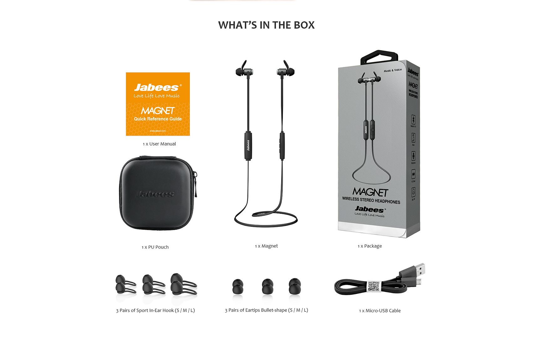 bluetooth sport headphones magnet jabees